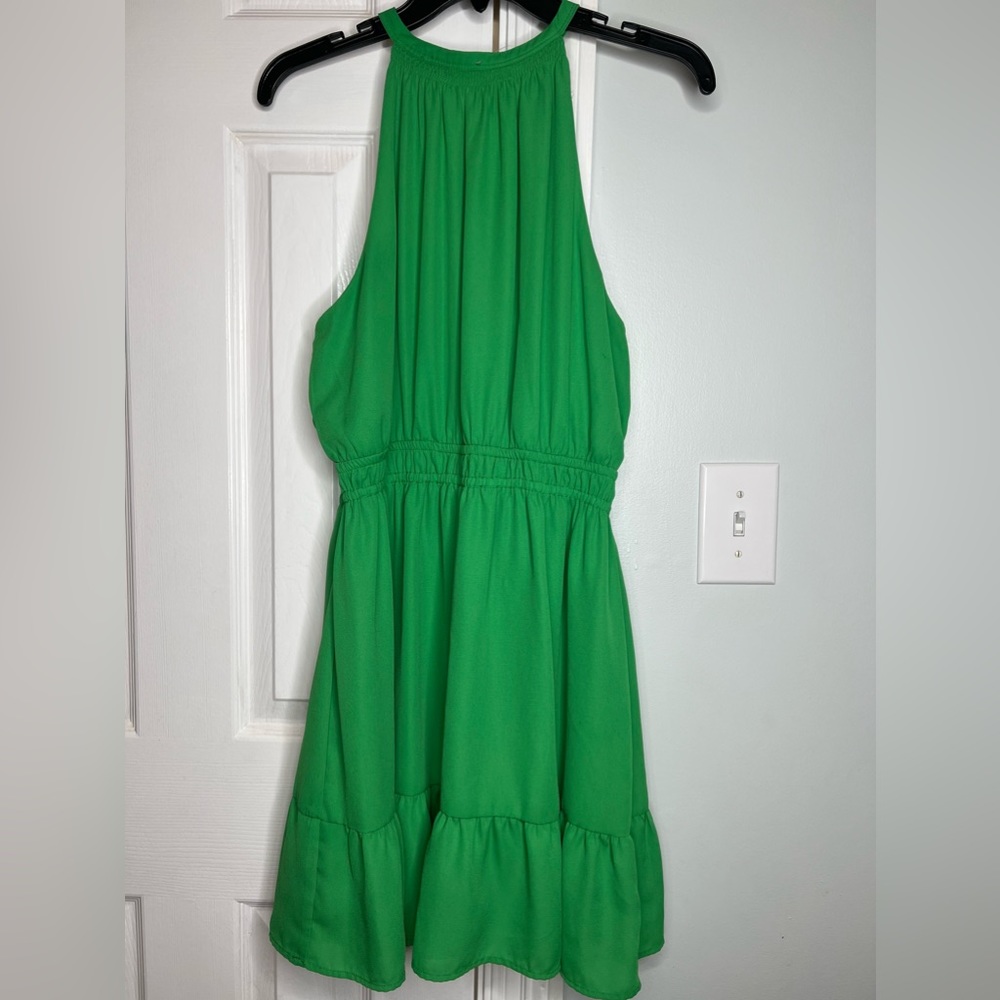 Green Sleeveless Ruffle ladies Dress Size L